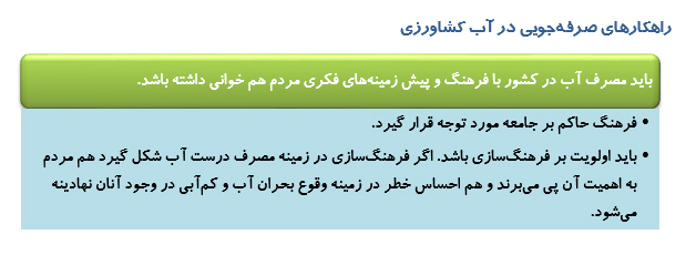 چگونگی مديريت مصرف آب در کشاورزي چگونگی مديريت مصرف آب در کشاورزي